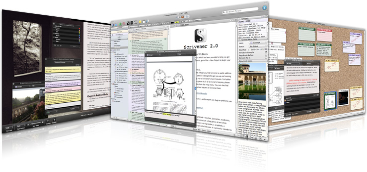 Immagini di alcune schermate di Scrivener