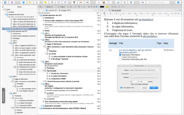 Scrivener: inserire le immagini in un documento