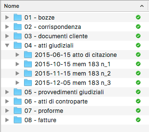 Esempio di struttura di una pratica tipo