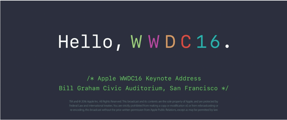 Presentazione WWDC16 - fonte Apple