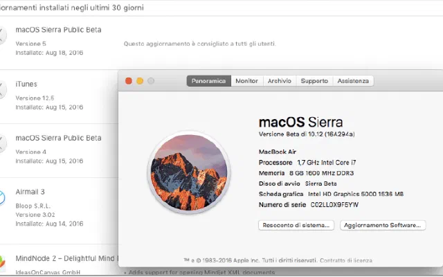Aggiornamento: compatibilità macOS Sierra (beta 5) e dispositivi di firma digitale
