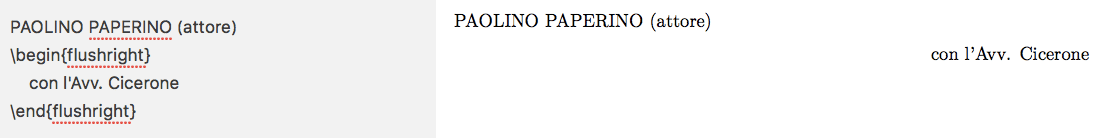 Esempio di testo allineato a destra