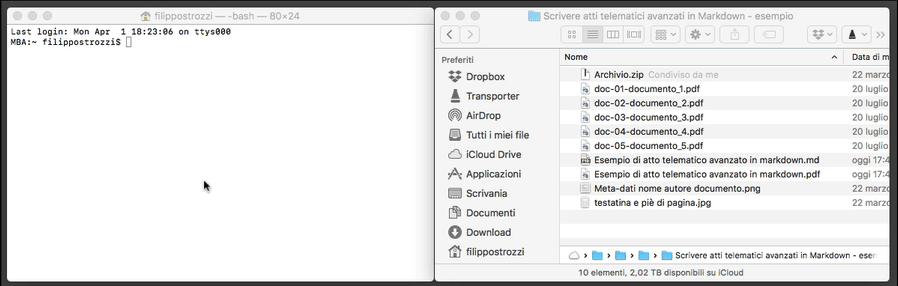 Esempio di auto-completamento nel Terminale con il tasto TAB