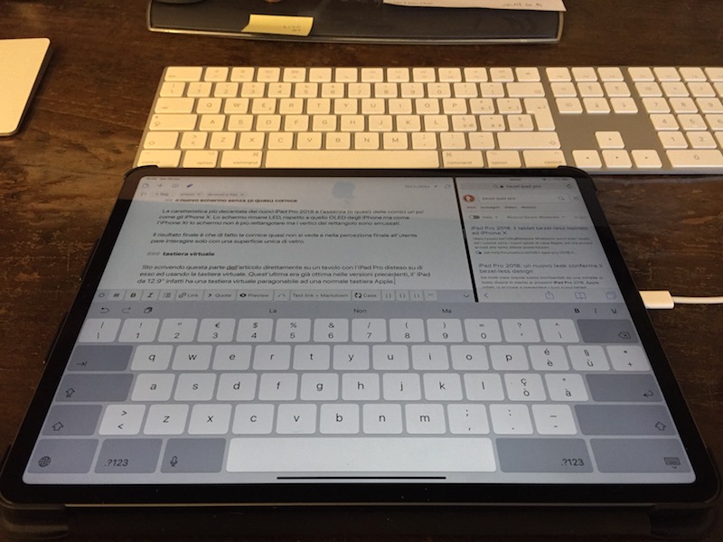 Confronto tra tastiera virtuale dell’iPad Pro e la Magic Keyboard 2