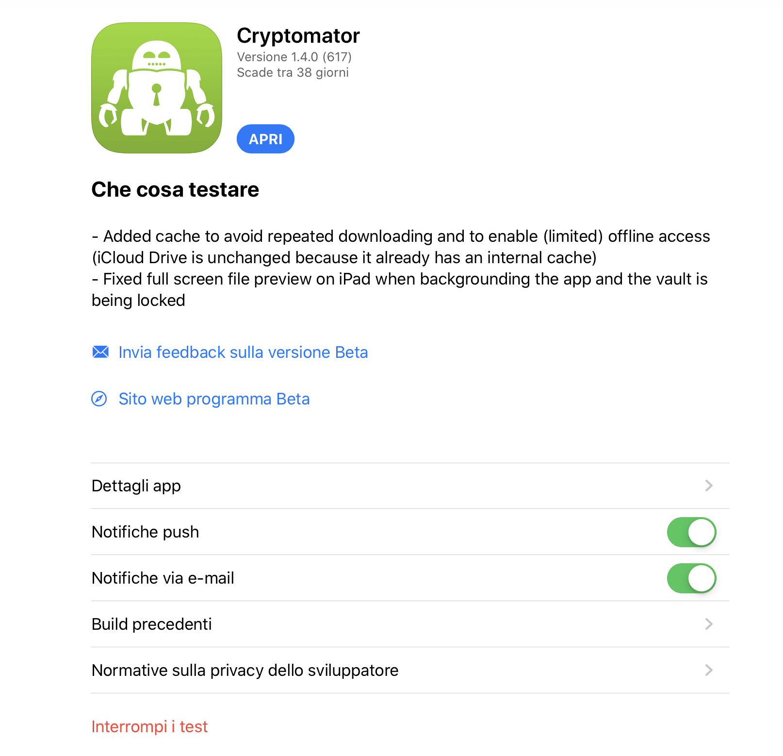 L’attuale situazione su TestFlight (il programma di Apple per testare le app in sviluppo)