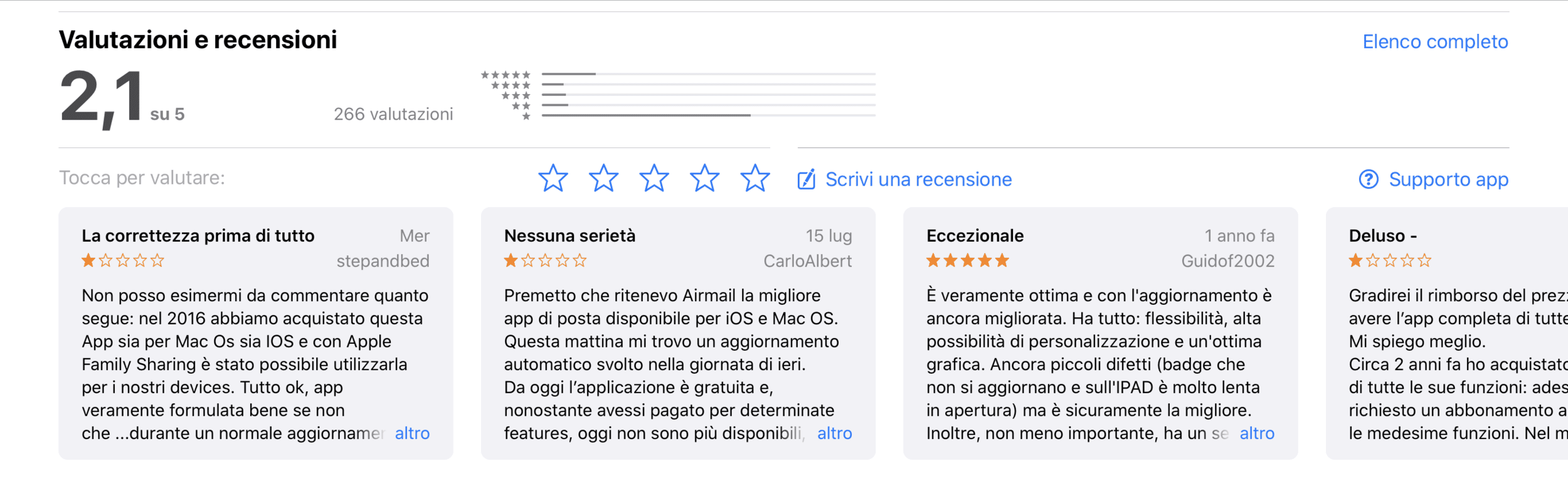 Le recensioni di AppStore al 22 luglio 2019
