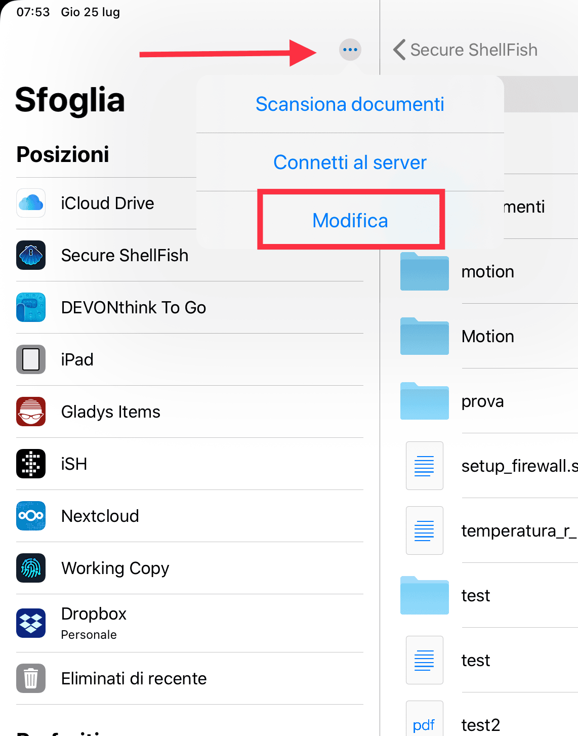 Attivazione di un nuovo document provider in File