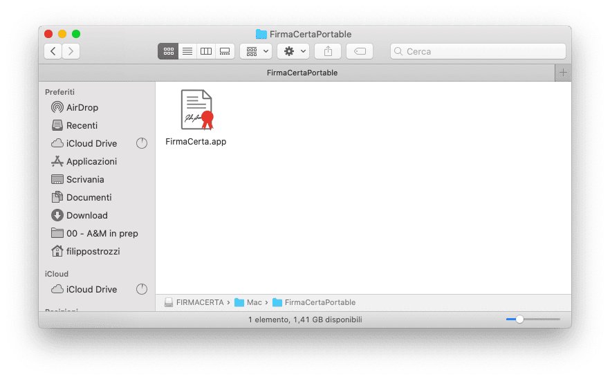 App FirmaCerta aperta da Catalina