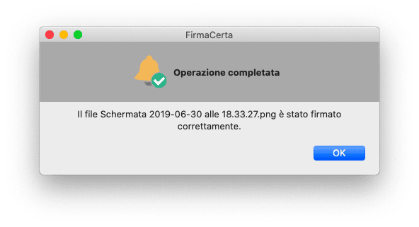 Test di firma, riuscito