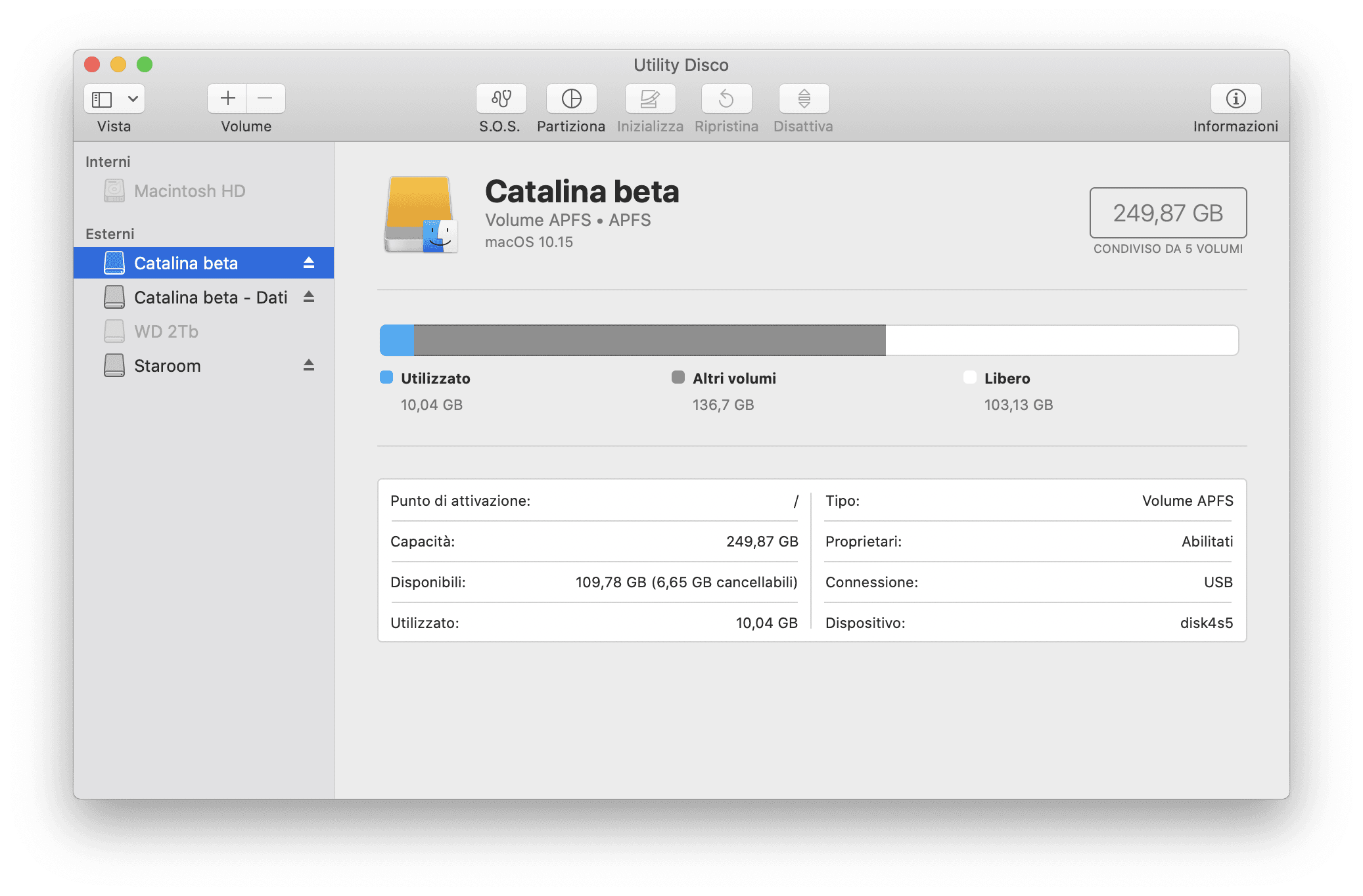 APFS e struttura dati partizioni di macOS Catalina