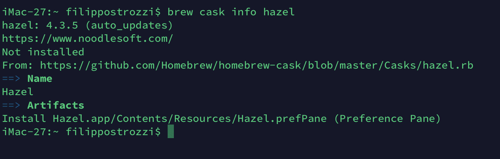Informazioni ottenute su Hazel