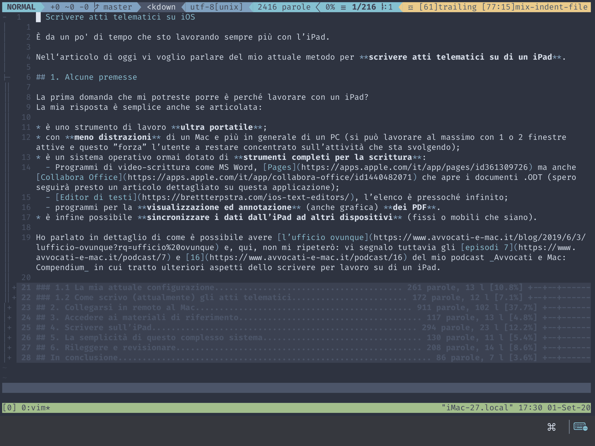 Esempio di collegamento all’iMac dell’ufficio via Blink Shell e Tmux