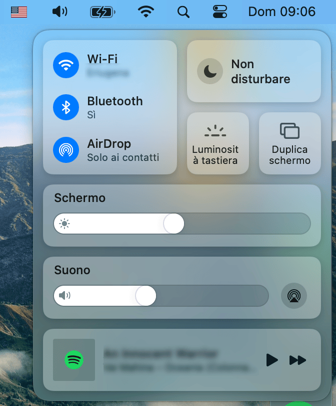 Esempio di Centro di Controllo in stile iOS / iPadOS