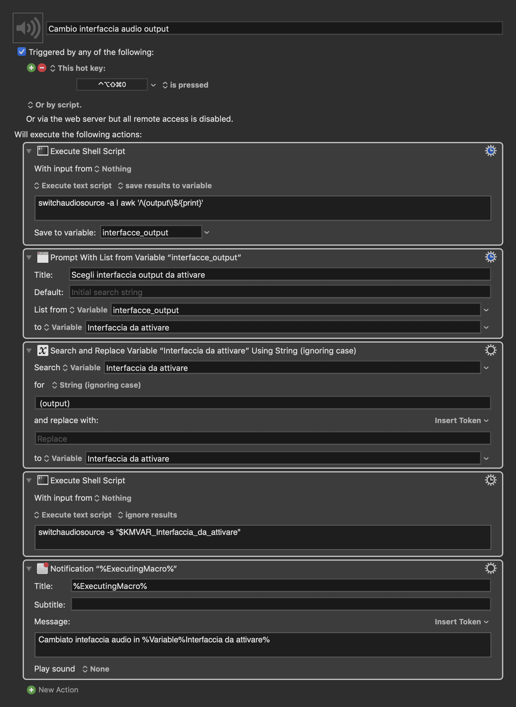 La macro completa di Keyboard Maestro