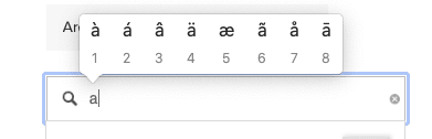 Esempio di accenti per la lettera A