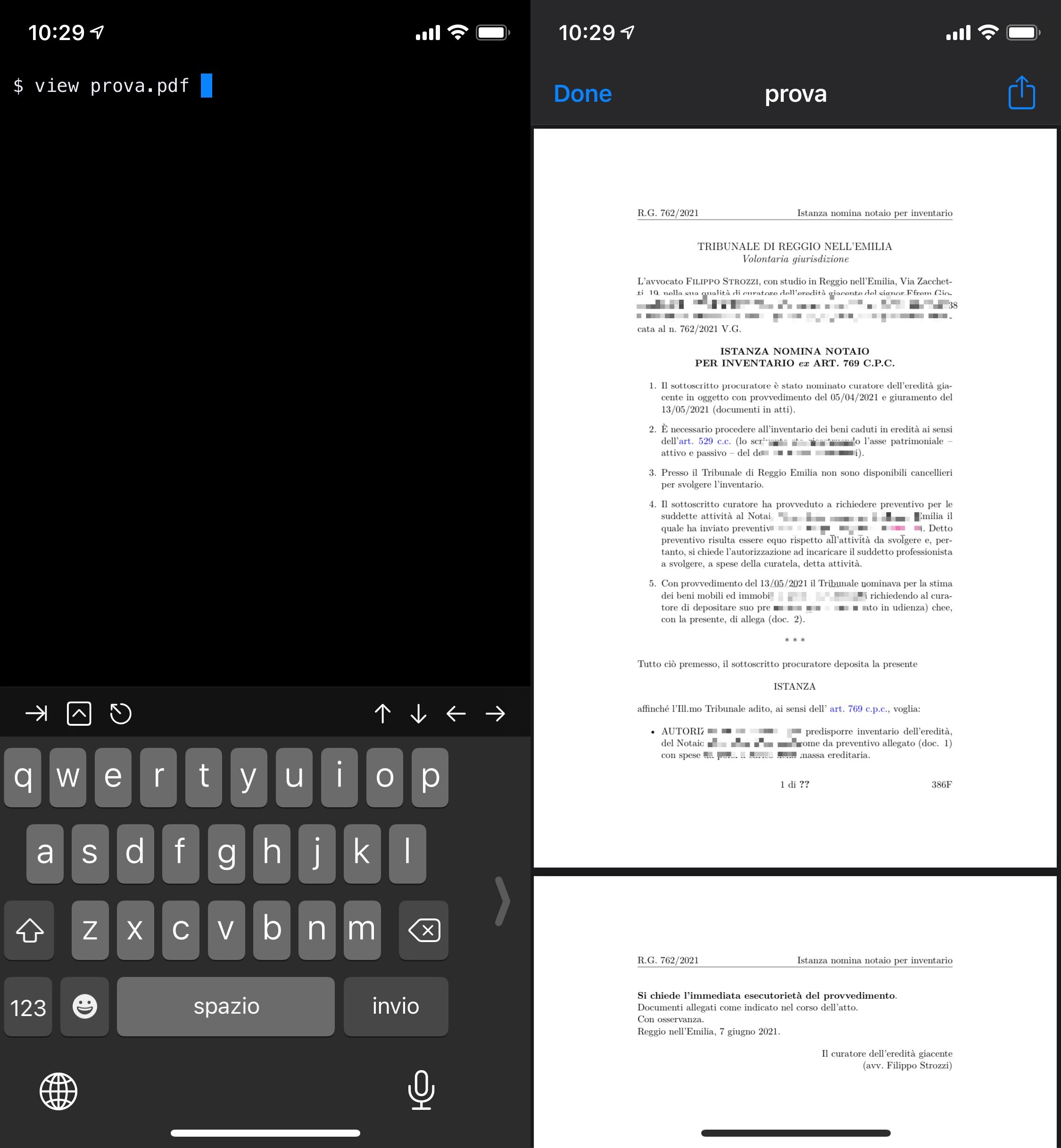 Anteprima di un PDF attraverso il comando view