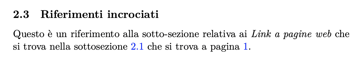 Esempio di visualizzazione dei riferimenti