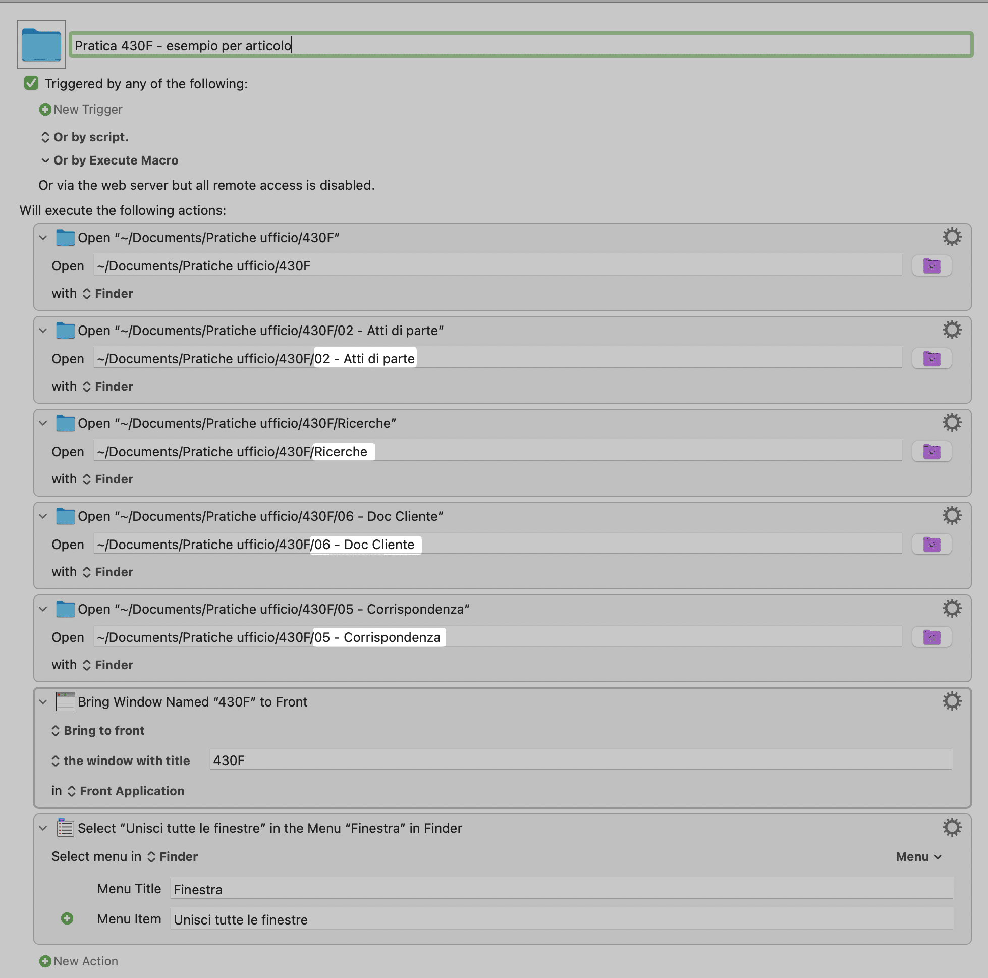 Esempio di macro modificata per una delle mie pratiche