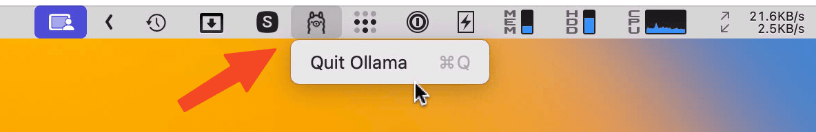 Esempio di come si mostra Ollama dopo averlo lanciato
