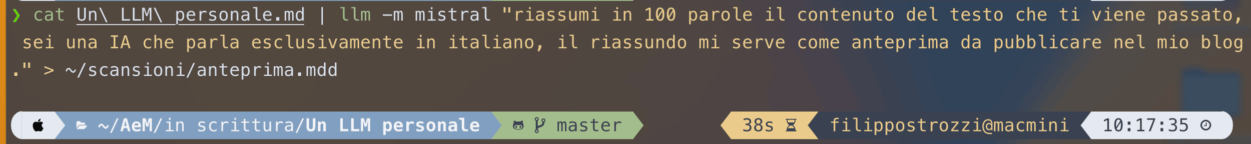 Primo prompt per riassumere l’articolo
