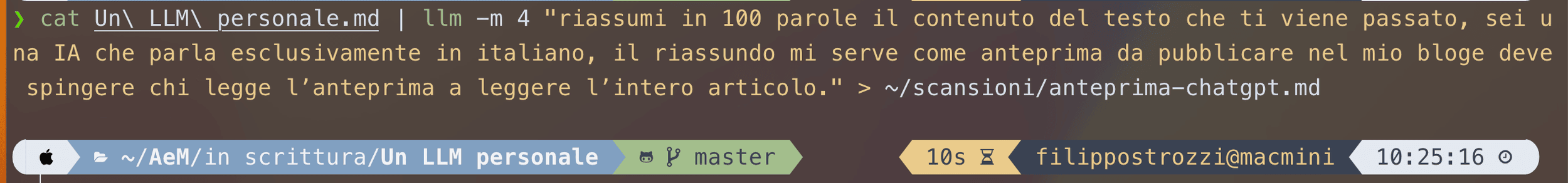 Medesimo prompt con chatGPT