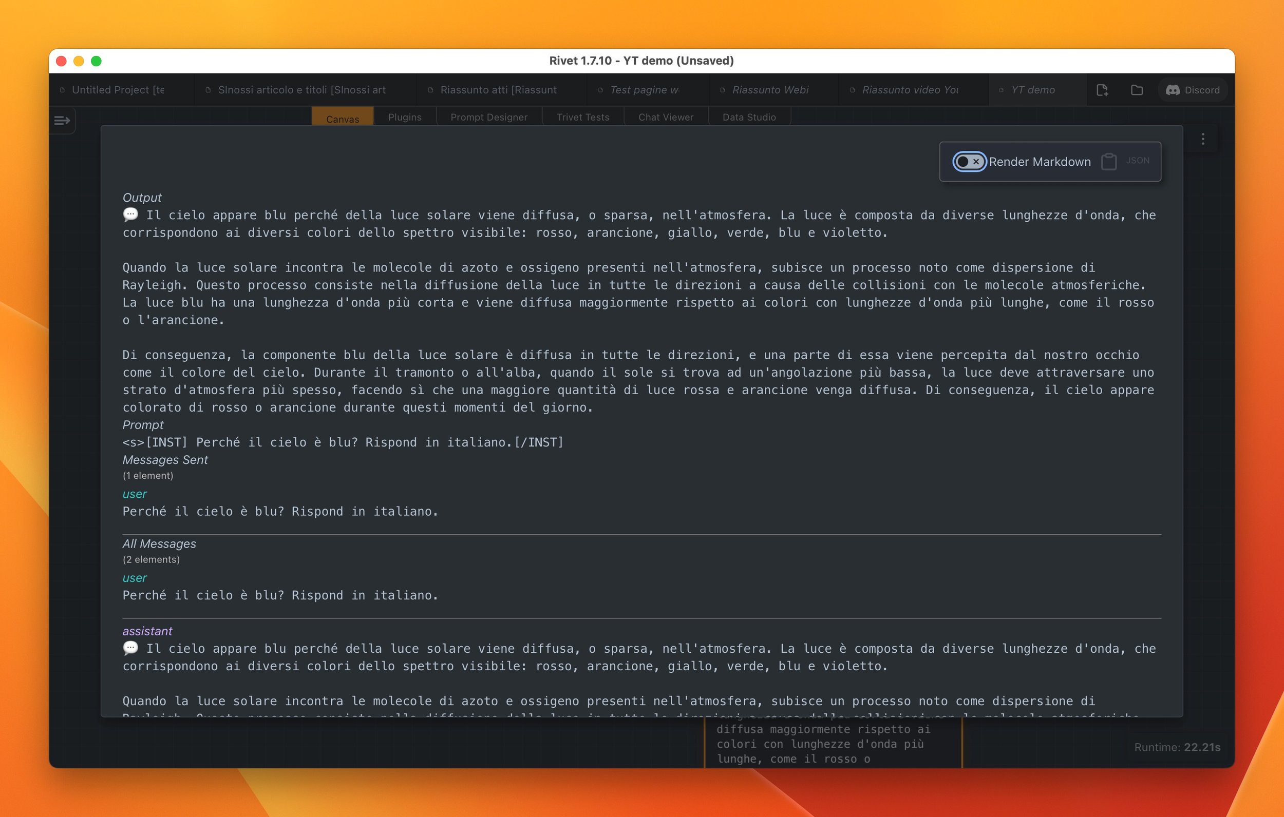Esempio di finestra esame della risposta