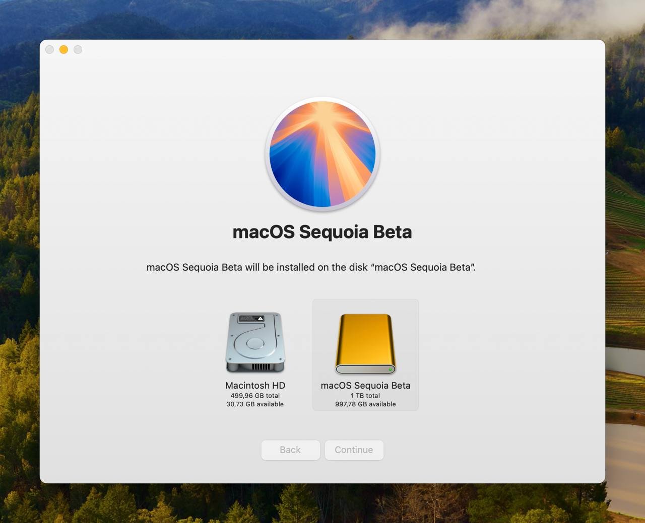 Installazione di macOS Sequoia su disco esterno
