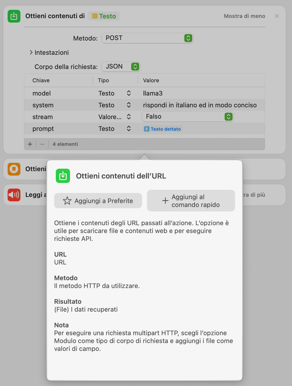 Informazioni sull’azione ottieni contenuti dell’URL