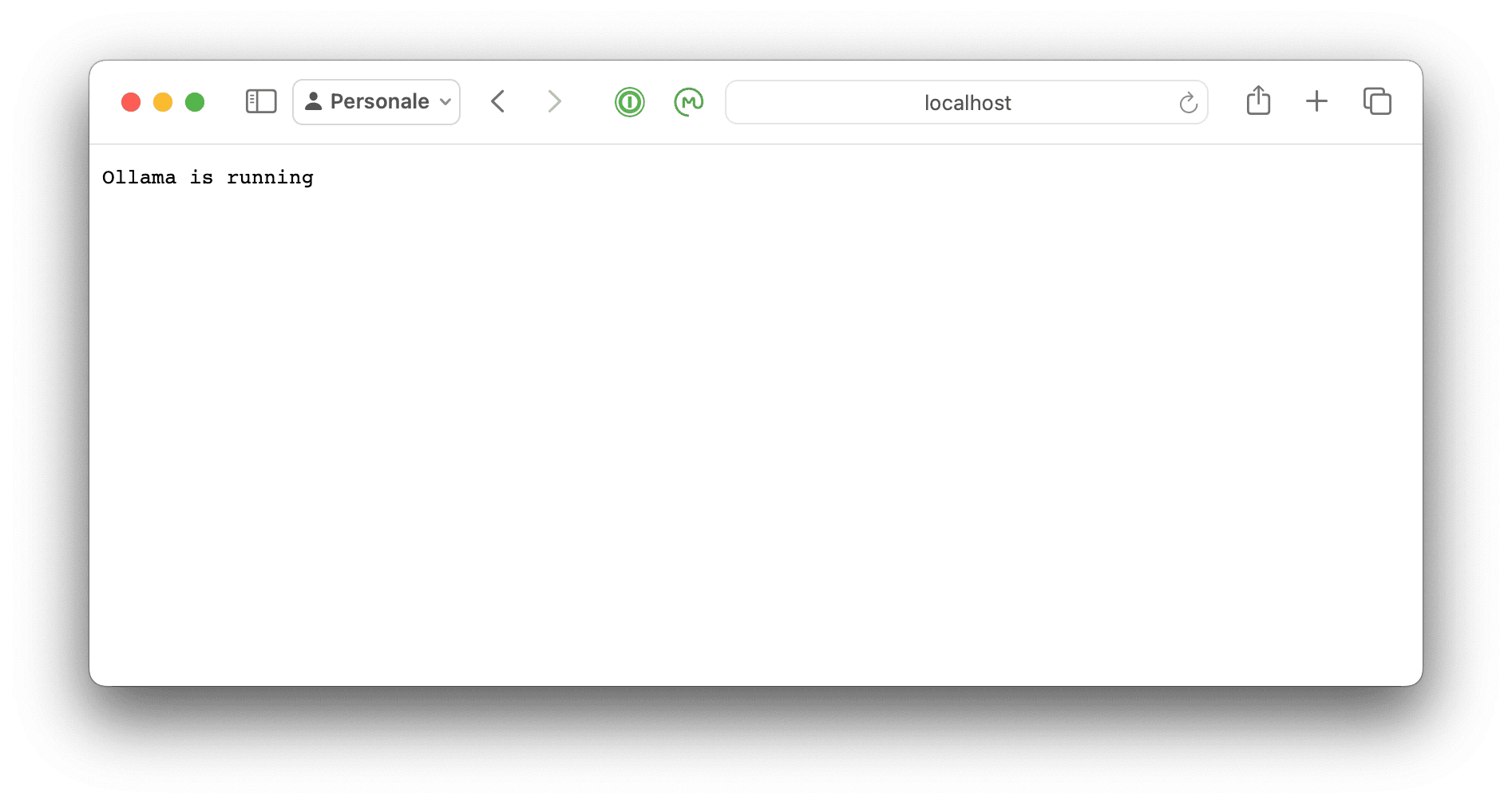 Esempio di accesso ad Ollama via localhost