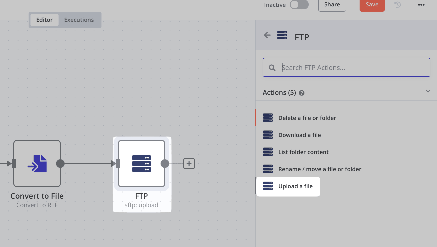Nodo FTP di n8n