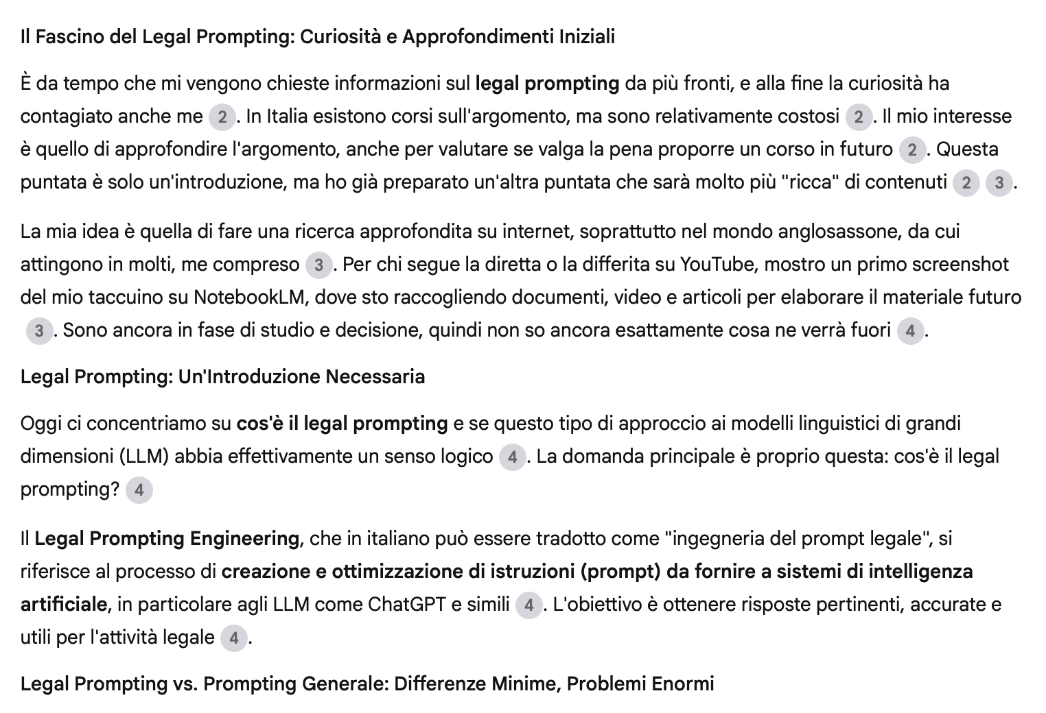 Esempio di come la trascrizione del podcast è stata “convertita” in articolo da Gemini
