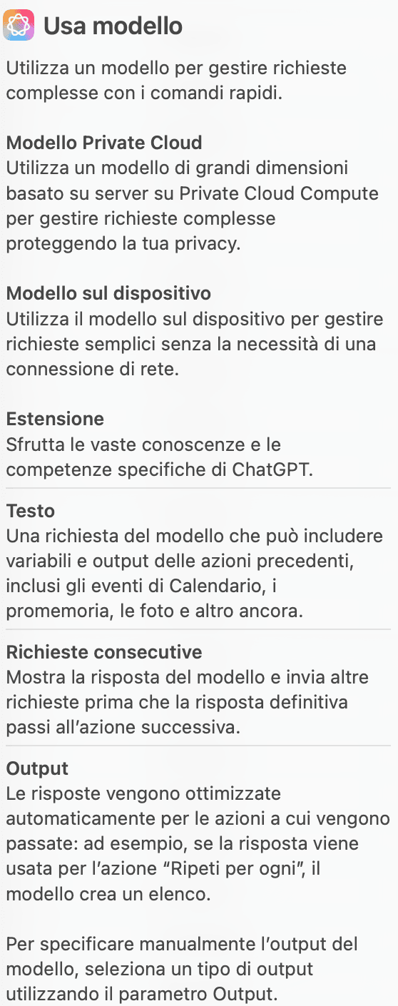Immagine che mostra le informazioni sull’azione Usa Modelli
