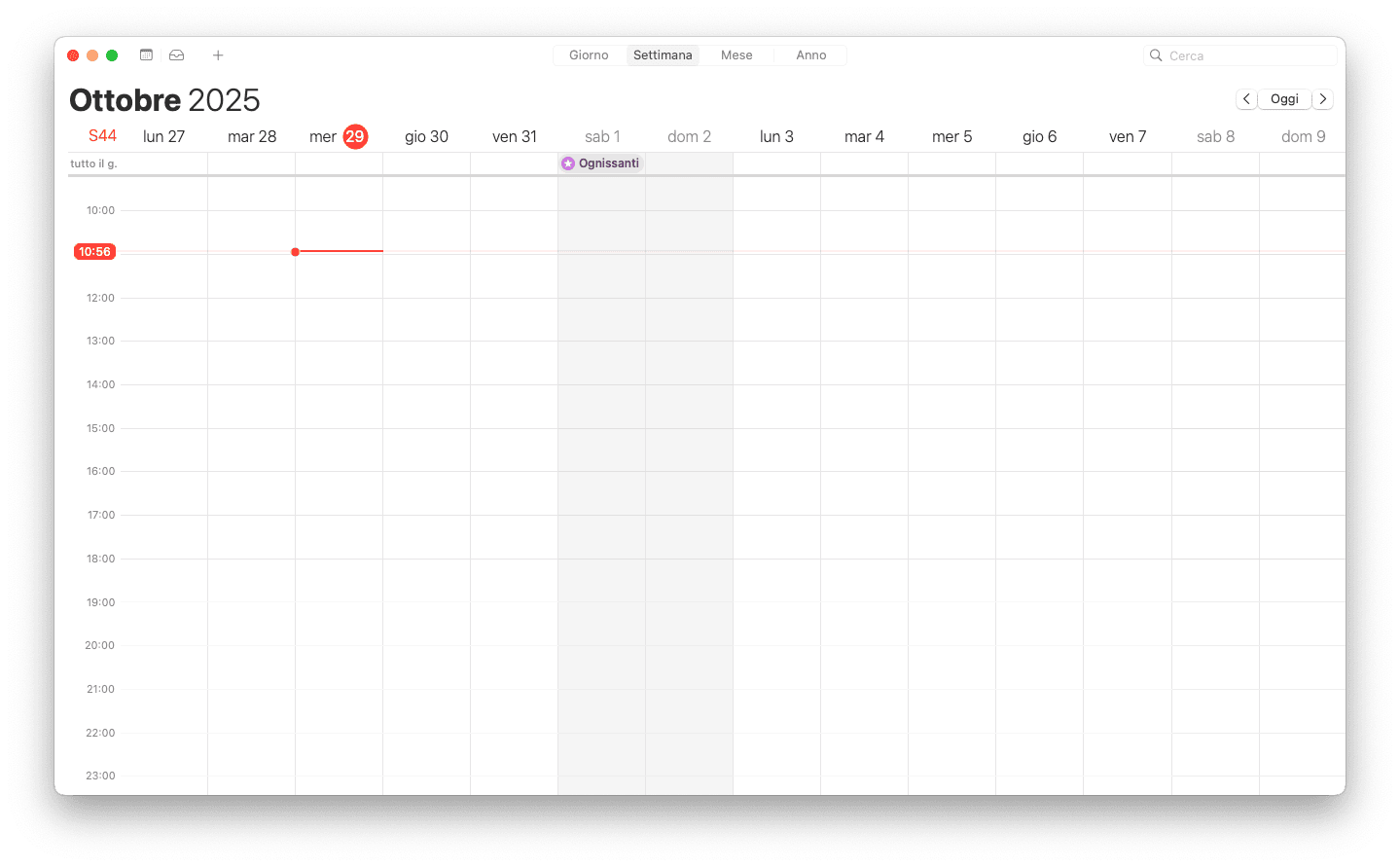 Calendario visualizzazione settimanale di 14 giorni