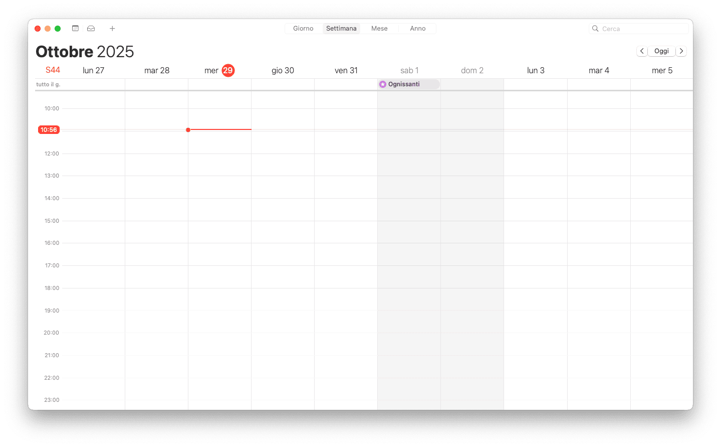 Esempio di Calendario con visualizzazione 10 giorni