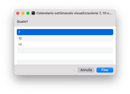 Esempio di scelta proposta all’utente