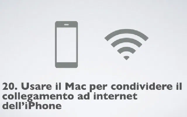 20. Usare il Mac per condividere il collegamento ad internet dell’iPhone